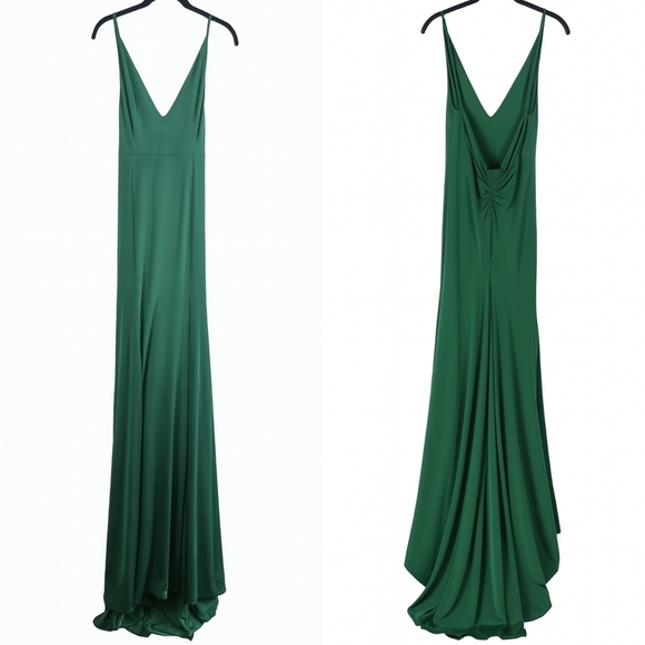 Alamour The Label Alyona Jersey Stretch Maxi Formal Gown Emerald Green Small - Picture 2 of 11